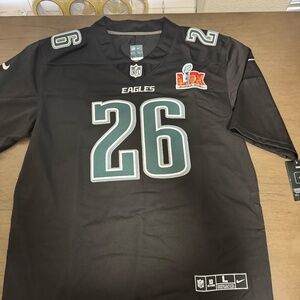 Saquon Barkley Eagles Black Super Bowl Jersey Mens M-XL
